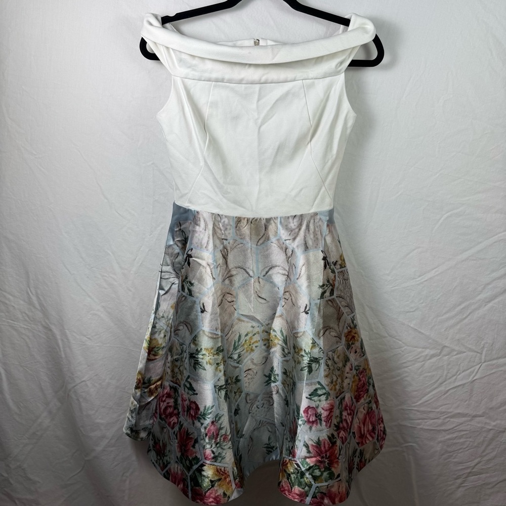 Ted Baker White Floral Off The Shoulder Dress Womens No Size